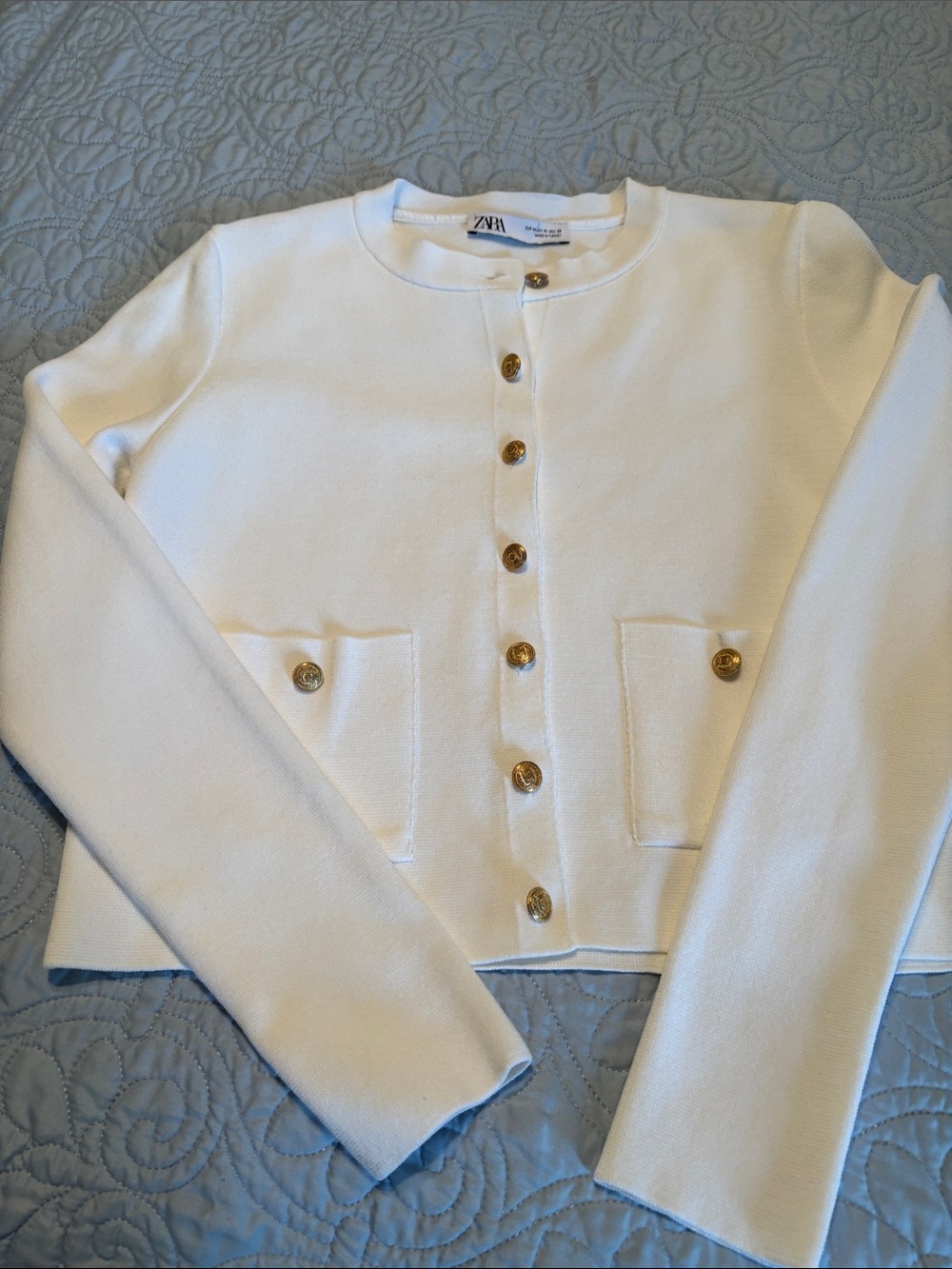 Zara long sleeved white cardigan